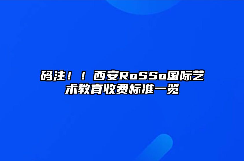 码注！！西安RoSSo国际艺术教育收费标准一览 